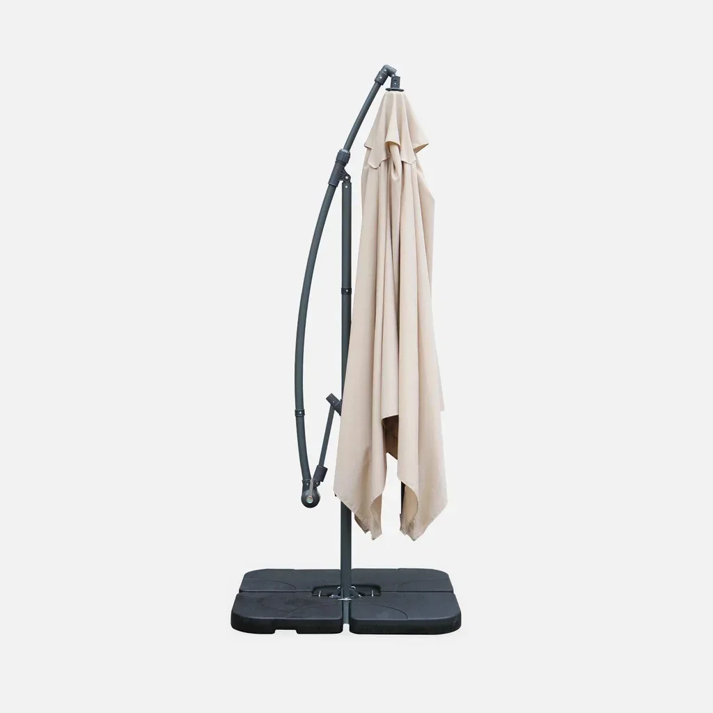 Parasol excentré carré 3x3m Hardelot gris anthracite jardin moderne