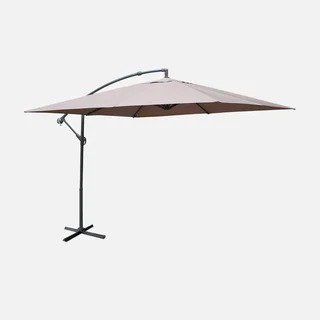 Parasol déporté carré 3x3m Hardelot - Toile polyester hydrofuge avec manivelle anti-retour et pied croix pour terrasse et jardin