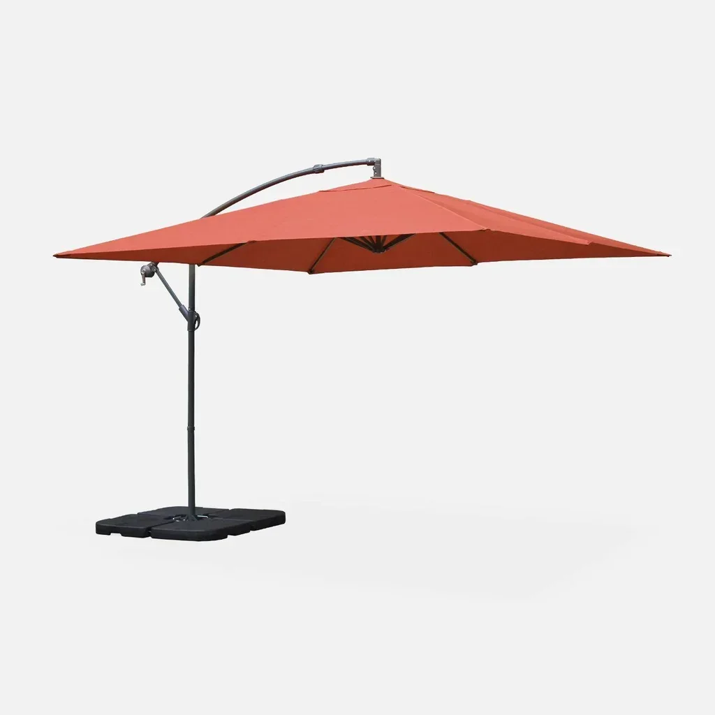 Parasol déporté carré 3x3m Hardelot avec manivelle et toile hydrofuge