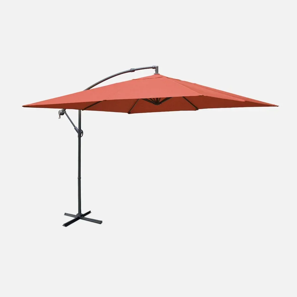 Parasol déporté carré 3x3m Hardelot avec manivelle et toile hydrofuge