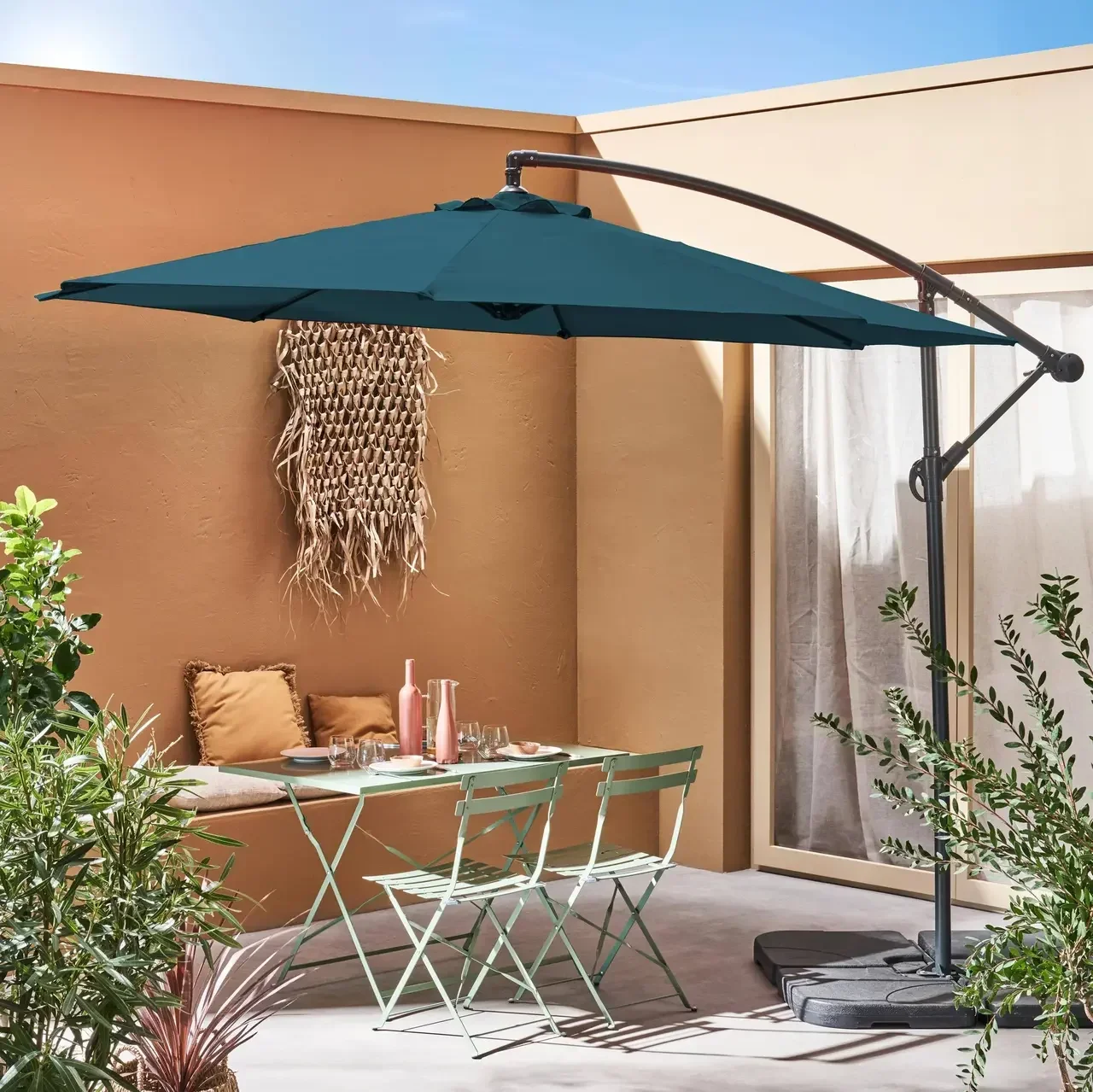 Parasol excentré circulaire Ø300cm Hardelot jardin terrasse