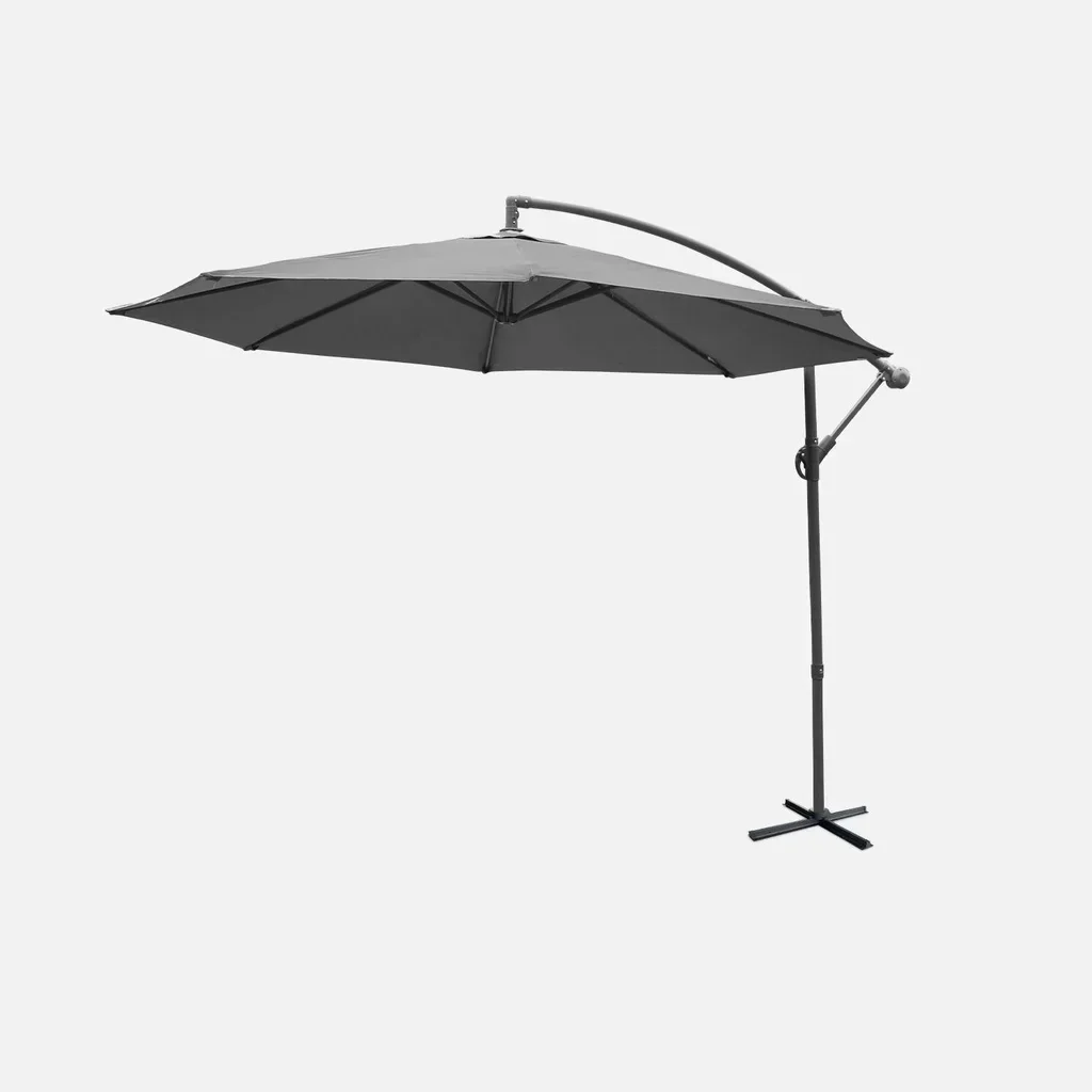 Parasol déporté Ø300cm Hardelot acier polyester gris jardin terrasse