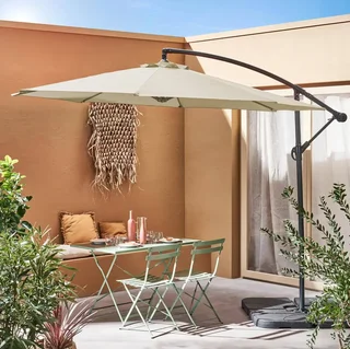 Parasol excentré circulaire Ø300cm Hardelot moderne jardin terrasse