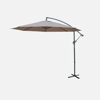 Parasol déporté circulaire Ø300cm Hardelot acier polyester gris taupe