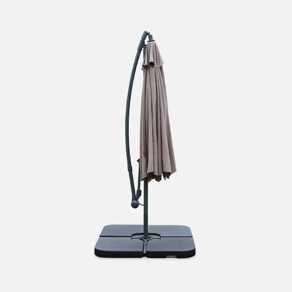 Parasol déporté circulaire Ø300cm Hardelot acier polyester gris taupe