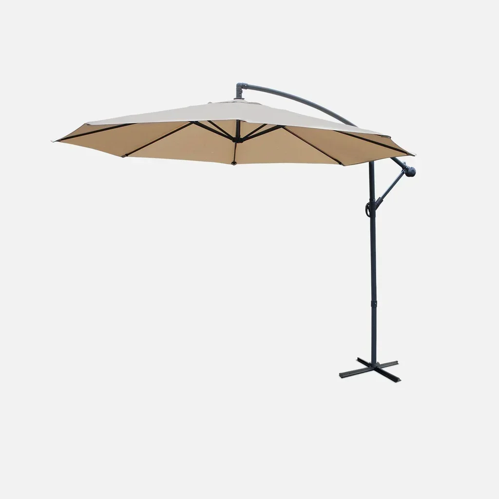 Parasol excentré circulaire Hardelot Ø300cm avec manivelle et pied croix