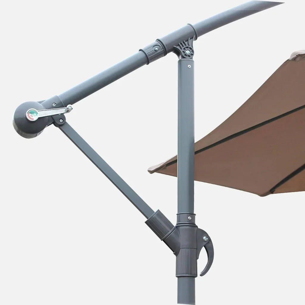 Parasol déporté circulaire Ø300cm Hardelot acier polyester gris taupe
