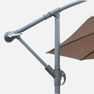 Parasol déporté circulaire Ø300cm Hardelot acier polyester gris taupe