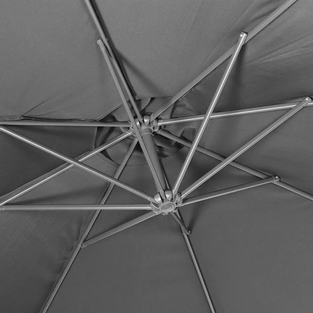 Parasol déporté Ø300cm Hardelot acier polyester gris jardin terrasse