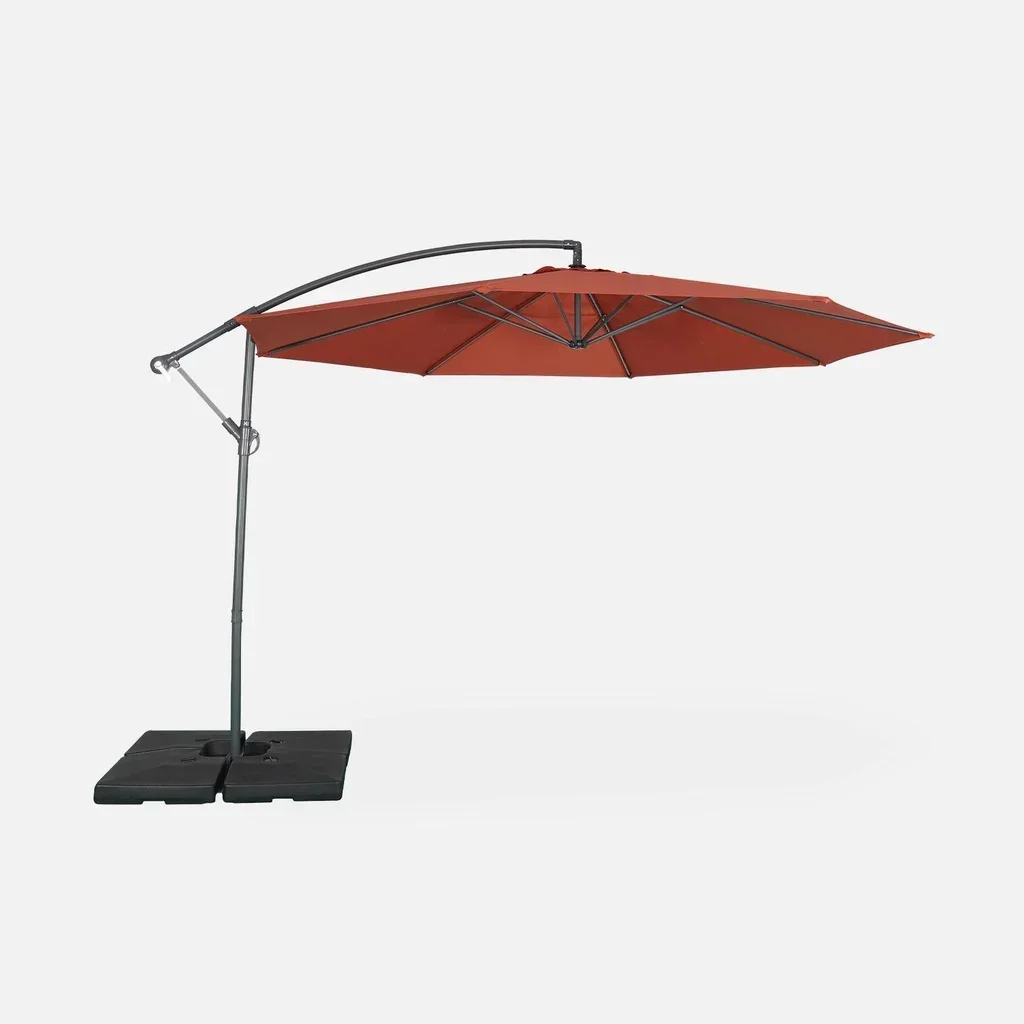 Parasol excentré circulaire Ø350 cm Hardelot noir jardin terrasse