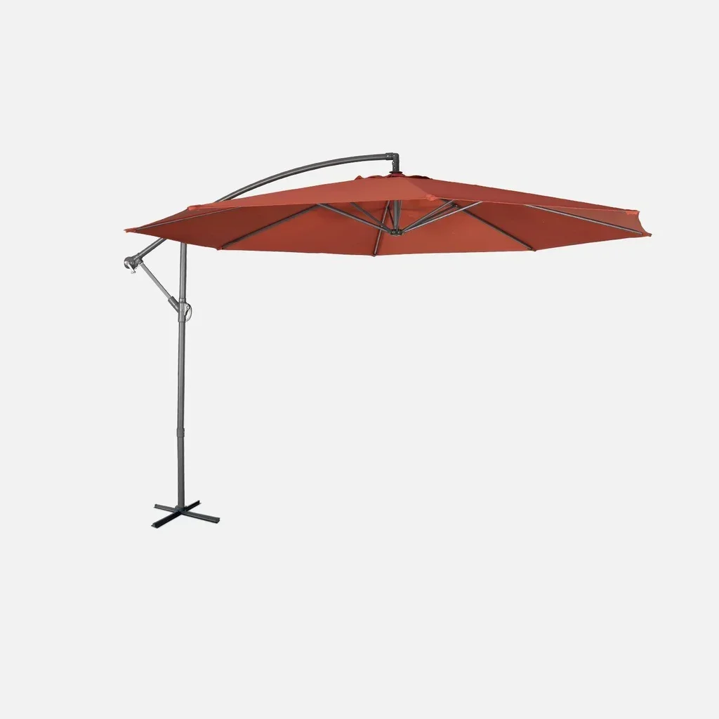 Parasol excentré circulaire Ø350 cm Hardelot noir jardin terrasse