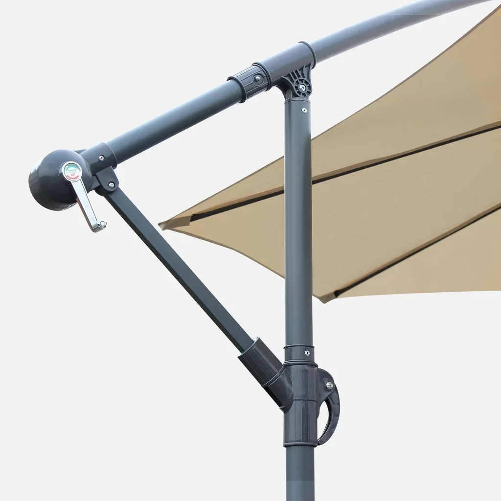 Parasol déporté circulaire Ø350 cm Hardelot acier polyester gris