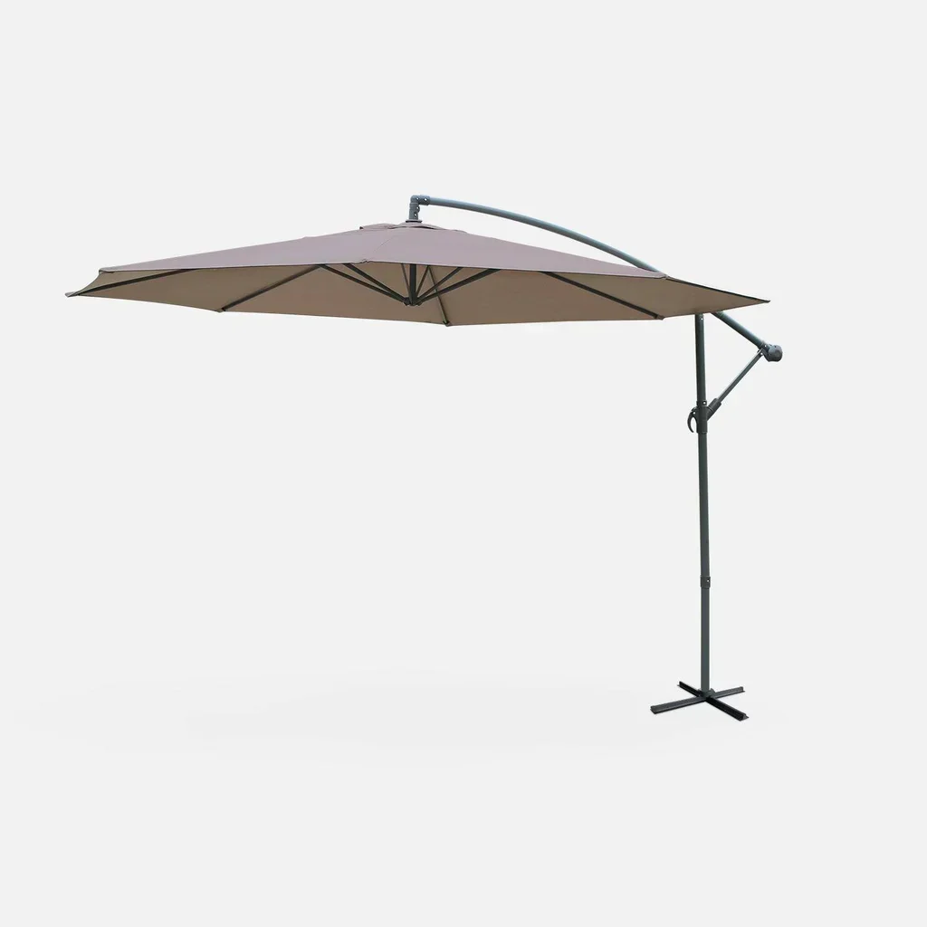 Parasol excentré circulaire Ø350 cm Hardelot gris avec manivelle