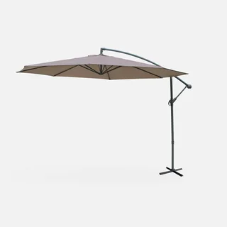 Parasol excentré circulaire Ø350 cm Hardelot gris avec manivelle