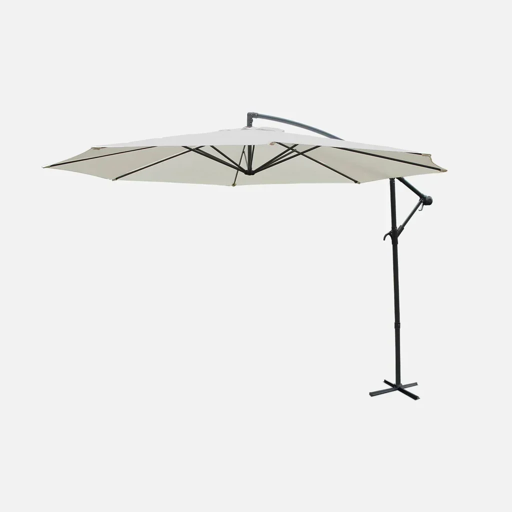 Parasol excentré Ø350 cm Hardelot - Toile octogonale déportée acier polyester