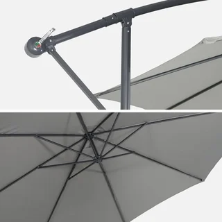Parasol déporté circulaire Ø350 cm Hardelot - Toile octogonale moderne et chic avec manivelle anti-retour