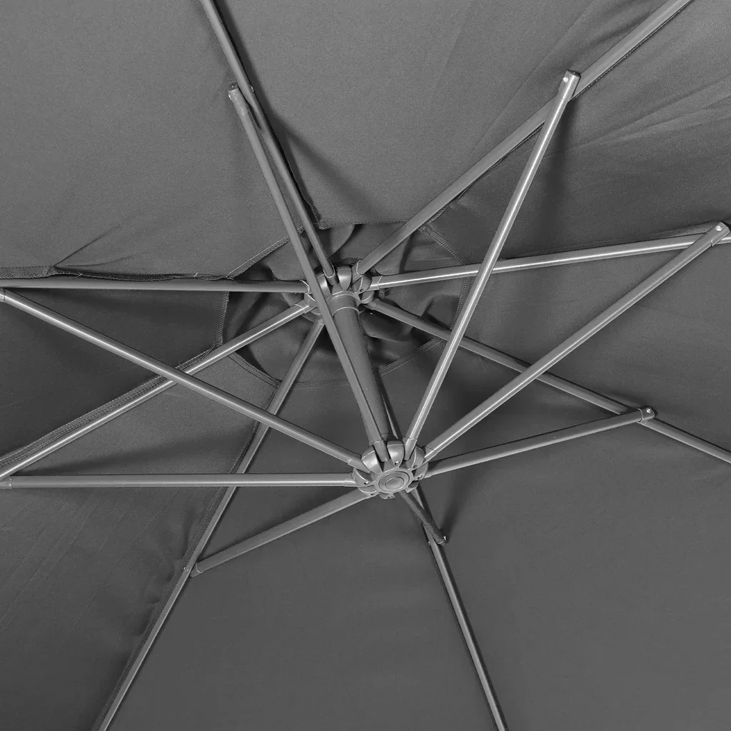 Parasol excentré circulaire Ø350 cm Hardelot gris moderne jardin terrasse