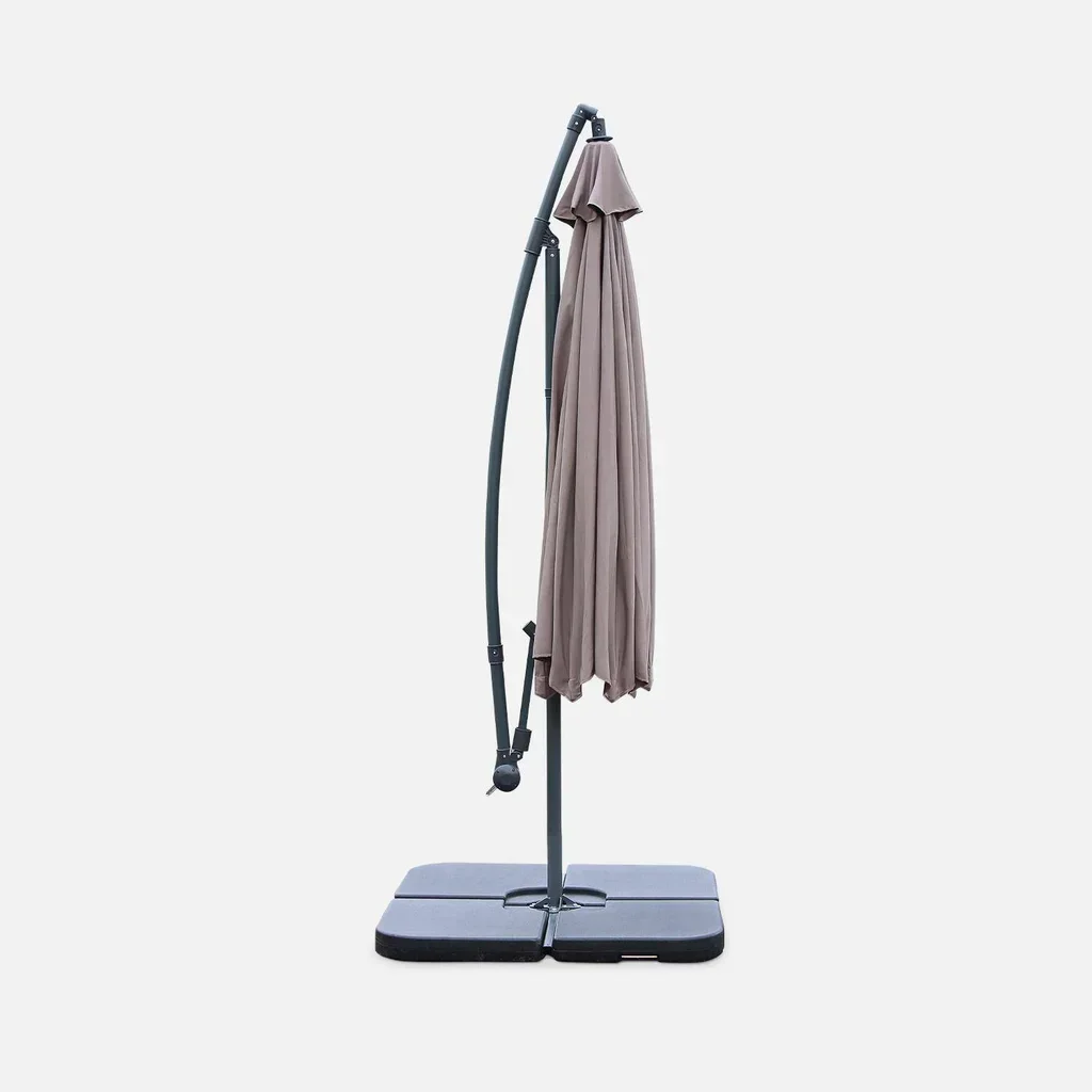 Parasol excentré circulaire Ø350 cm Hardelot gris avec manivelle