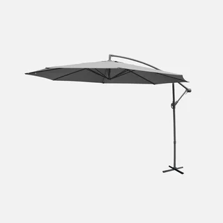 Parasol excentré circulaire Ø350 cm Hardelot gris moderne jardin terrasse