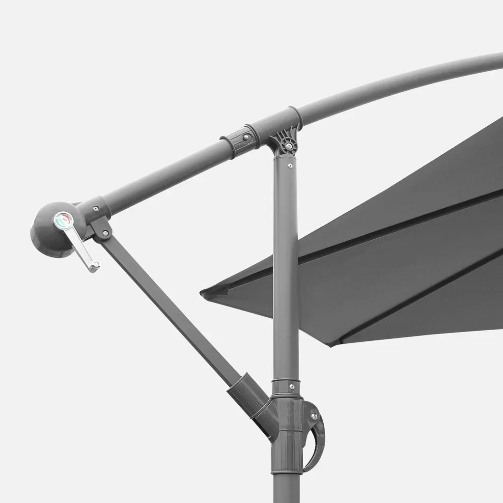 Parasol excentré circulaire Ø350 cm Hardelot gris moderne jardin terrasse
