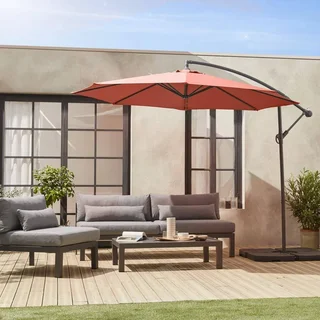 Parasol excentré circulaire Ø350 cm Hardelot noir jardin terrasse