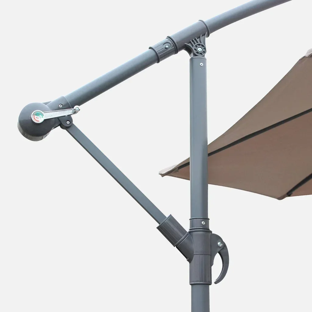 Parasol excentré circulaire Ø350 cm Hardelot gris avec manivelle