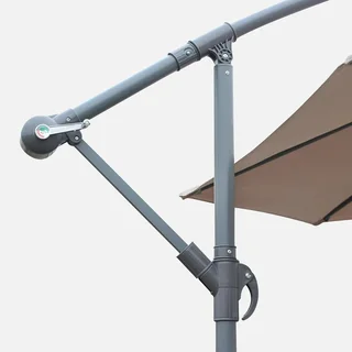 Parasol excentré circulaire Ø350 cm Hardelot gris avec manivelle