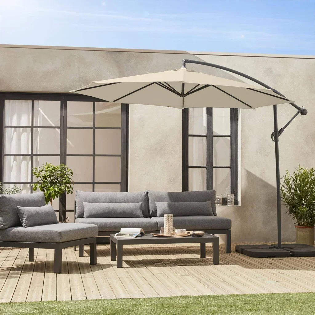 Parasol déporté circulaire Ø350 cm Hardelot acier polyester gris