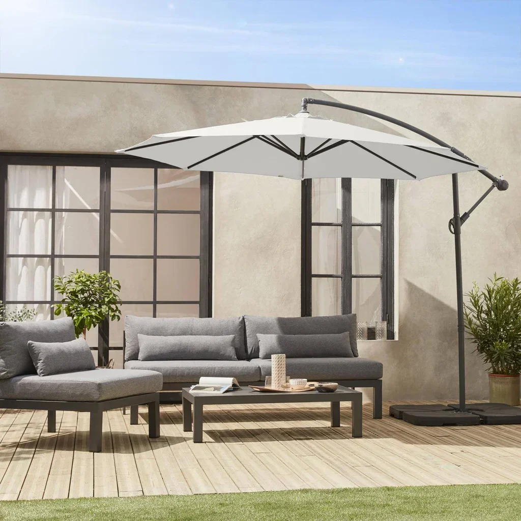Parasol excentré Ø350 cm Hardelot - Toile octogonale déportée acier polyester