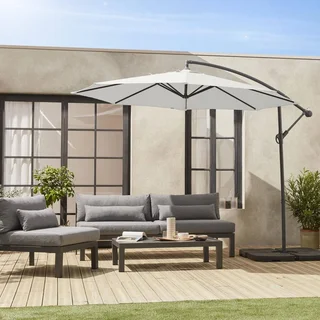 Parasol excentré Ø350 cm Hardelot - Toile octogonale déportée acier polyester