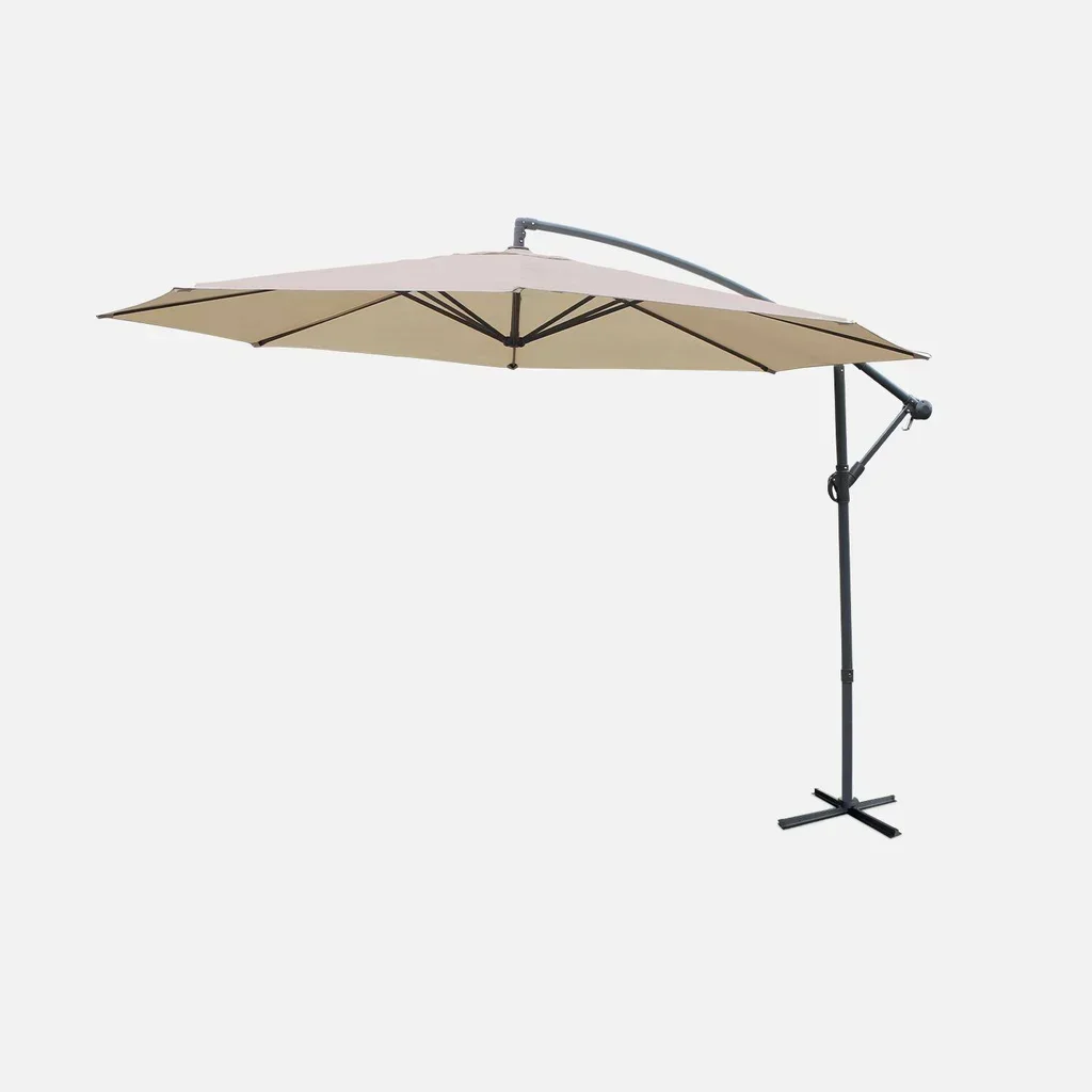 Parasol déporté circulaire Ø350 cm Hardelot acier polyester gris
