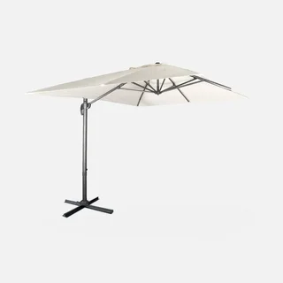 Rectangular offset cantilever umbrella 3x4m aluminum tiltable with crank handle and protective cover