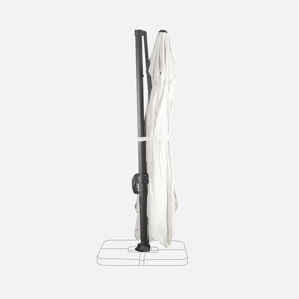 Rectangular offset cantilever umbrella 3x4m aluminum tiltable with crank handle and protective cover