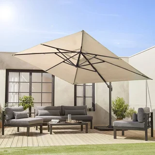 Offset rectangular patio umbrella 3x4m Wimereux aluminum tilting