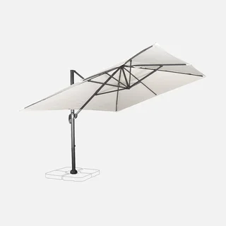Rectangular offset cantilever umbrella 3x4m aluminum tiltable with crank handle and protective cover