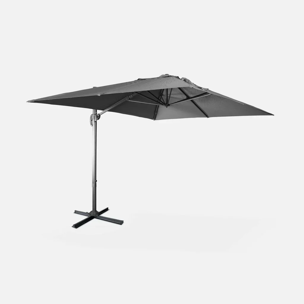 Rectangular offset cantilever umbrella 3x4 m aluminum tilting patio garden