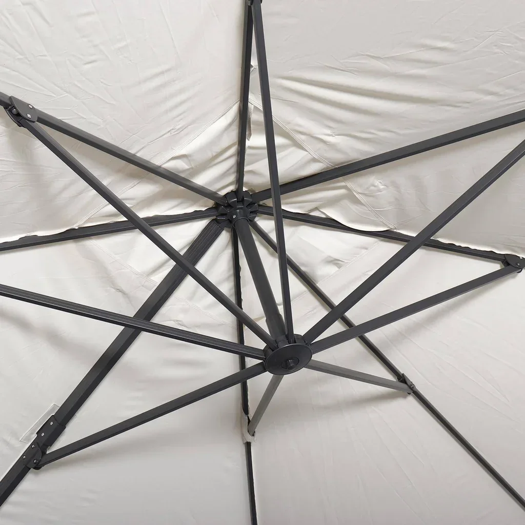 Rectangular offset cantilever umbrella 3x4m aluminum tiltable with crank handle and protective cover