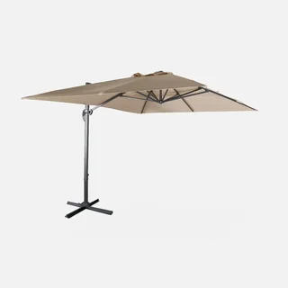 Offset rectangular patio umbrella 3x4m Wimereux aluminum tilting