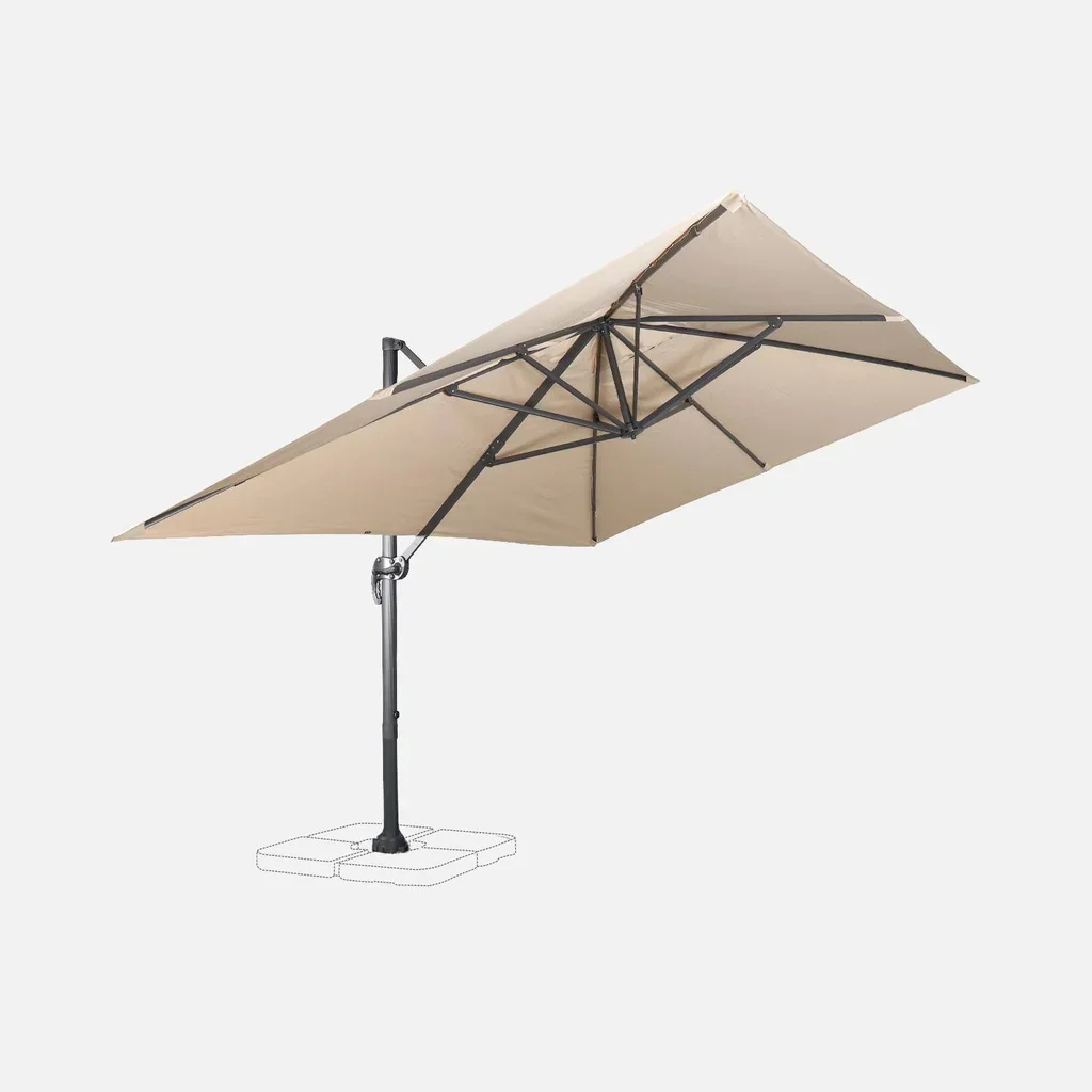 Offset rectangular patio umbrella 3x4m Wimereux aluminum tilting