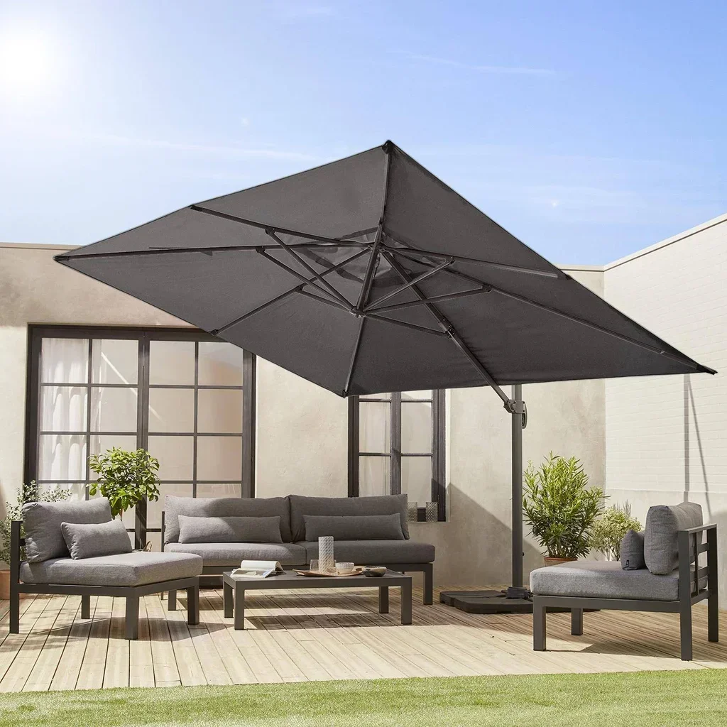 Rectangular offset cantilever umbrella 3x4 m aluminum tilting patio garden