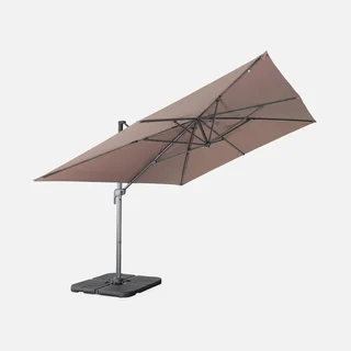 Parasol excentré rectangle 3x4 m aluminium gris charbon inclinable rotatif