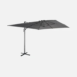 Parasol excentré rectangle 3x4 m aluminium gris charbon inclinable rotatif 360°