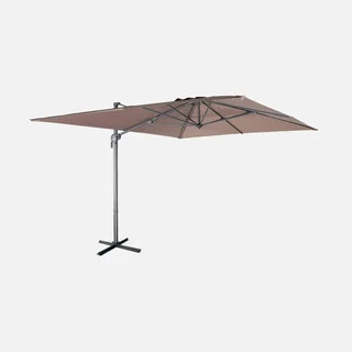 Parasol excentré rectangle 3x4 m aluminium gris charbon inclinable rotatif