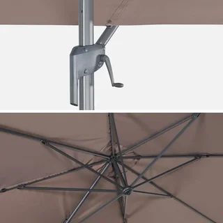 Parasol excentré rectangle 3x4 m aluminium gris charbon inclinable rotatif