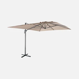 Parasol excentré rectangle 3x4m aluminium gris inclinable rotatif