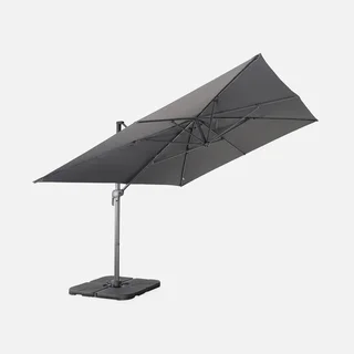 Parasol excentré rectangle 3x4 m aluminium gris charbon inclinable rotatif 360°