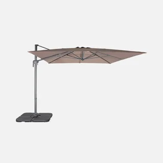 Parasol excentré rectangle 3x4 m aluminium gris charbon inclinable rotatif
