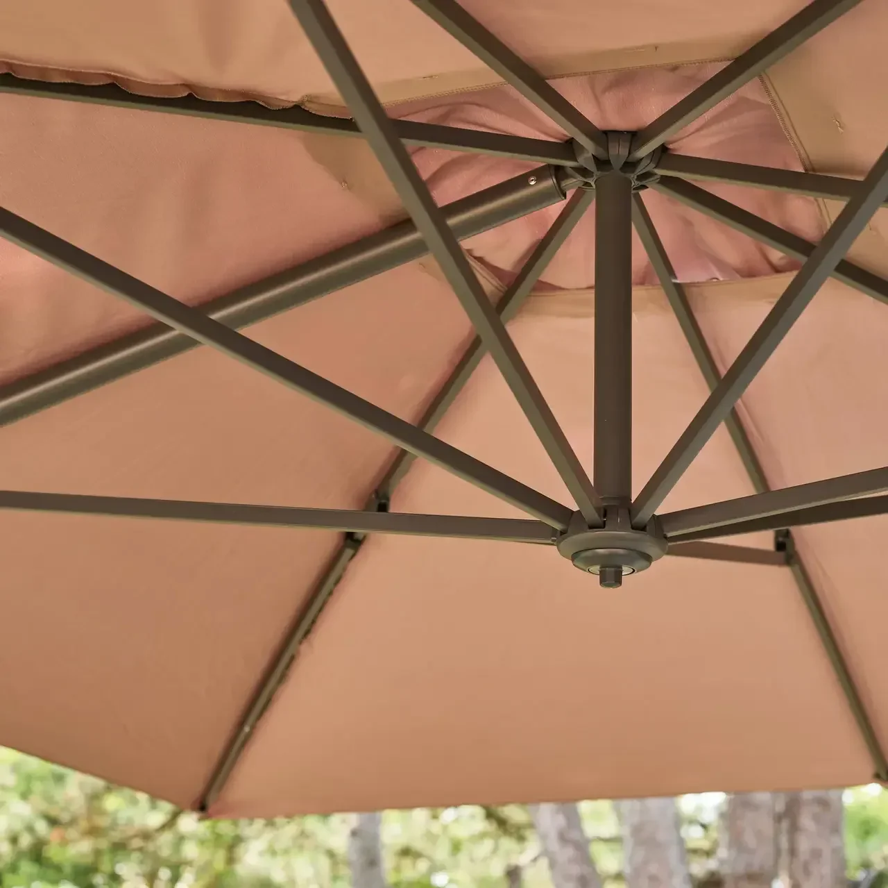 Parasol excentré rectangle 3x4m aluminium gris inclinable rotatif