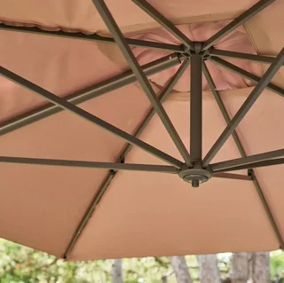 Parasol excentré rectangle 3x4m aluminium gris inclinable rotatif