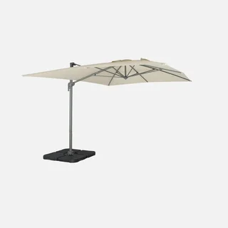 Parasol excentré rectangle 3x4 m aluminium gris charbon inclinable rotatif 360°